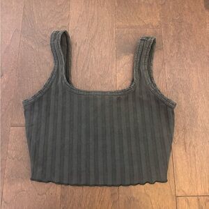 Women's Gray Ribbed Tank Top aerie